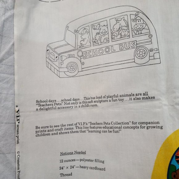 Teachers Pets School Bus Soft Sculpture Fabric Panel by Cranston - Picture 4 of 12